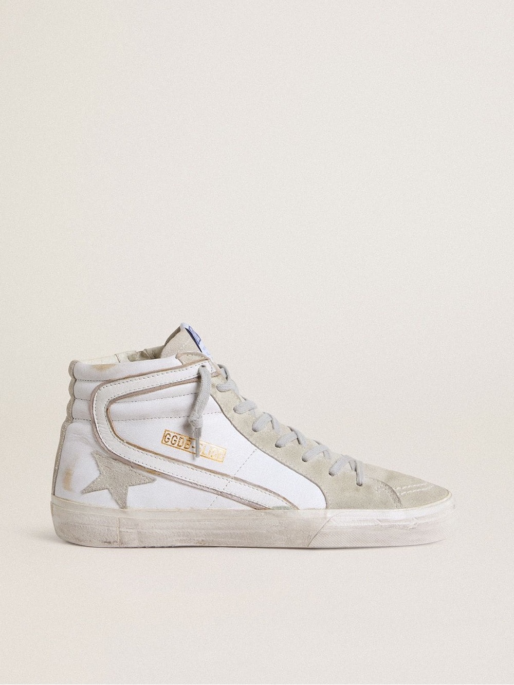 Golden Goose White and Light Gray Mid-Top Sneakers